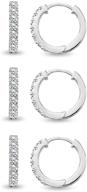 💎 15mm prong-set round huggie hoop earrings in sterling silver with small cubic zirconia - ideal for men, women, and teen girls logo