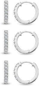 img 4 attached to 💎 15mm Prong-set Round Huggie Hoop Earrings in Sterling Silver with Small Cubic Zirconia - Ideal for Men, Women, and Teen Girls