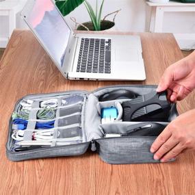 img 1 attached to 🔌 TOBION Travel Cable Cord Storage Bag - Grey Organizer Case for Electronic Accessories: USB Cables, Charger, Phone, Power Bank, Hard Drives, Earphone, SD Card