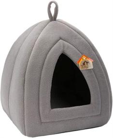 img 4 attached to 🐱 Cozy 2 in 1 Foldable Triangle Cat Bed Tent - Hollypet's Self-Warming Comfortable Pet House!