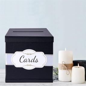 img 3 attached to Large Black Gift Card Box with White & Gold Satin Ribbon & Cards Label - 10x10 Memory Box for Graduations or Funerals, Ideal for Wedding Receptions, Birthdays, or Baby Showers