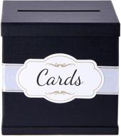 large black gift card box with white & gold satin ribbon & cards label - 10x10 memory box for graduations or funerals, ideal for wedding receptions, birthdays, or baby showers logo