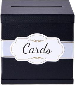 img 4 attached to Large Black Gift Card Box with White & Gold Satin Ribbon & Cards Label - 10x10 Memory Box for Graduations or Funerals, Ideal for Wedding Receptions, Birthdays, or Baby Showers