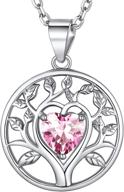 🌳 sterling silver tree of life birthstone pendant necklace for women, teen girls, and family - faithheart jewelry with exquisite gift packaging logo