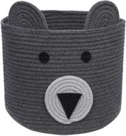 🧺 cherrynow bear basket: premium cotton rope hamper for bedroom, nursery & living room organization, 10'' (h) x 12'' (d) logo