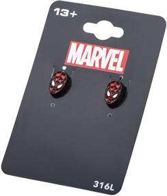 img 1 attached to 🕷️ Red Spider-Man Base Metal Face Stud Earrings - Marvel Comics Girls Jewelry, One Size