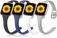 👉 wepro compatible with fitbit versa 2 bands/fitbit versa bands, 4 pack slim narrow bands - small size, gray & white design for fitbit versa lite se smartwatch logo