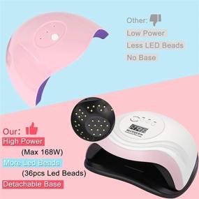 img 3 attached to 💅 УФ-Лампа CGBE UV LED 168Вт: Быстрая сушка геля для ногтей для маникюра с салонным качеством в домашних условиях - Мощная лампа для отверждения с 4 установками таймера и автоматическим датчиком для лака на ногтях рук и ног.