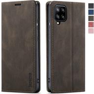 📱 rfid blocking samsung galaxy a42 5g case wallet with card holder kickstand magnetic, leather flip case for samsung galaxy a42 5g 6.6 inch (coffee) logo