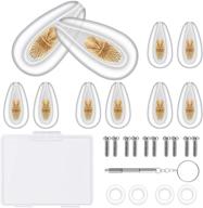 upgraded smarttop eyeglasses nose pads and ear grips set with silicone air chamber, metal-core repair kits, ear hooks, screwdriver, and screw (gold) logo