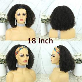 img 1 attached to 🔥 Enhance Your Natural Beauty with 10A Kinky Curly Human Hair Headband Wigs for Black Women - 200% Density, Glueless & Non Lace Front - Natural Color, 12 Inch