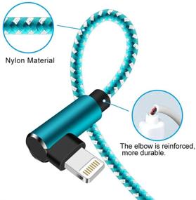 img 3 attached to 🔌 Сертифицированный Apple MFi 10-футовый зарядный кабель для iPhone - 3 штуки 90-градусный угловой кабель Lightning (Светло-голубой, 10 футов)