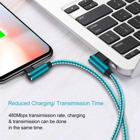 img 1 attached to 🔌 Сертифицированный Apple MFi 10-футовый зарядный кабель для iPhone - 3 штуки 90-градусный угловой кабель Lightning (Светло-голубой, 10 футов)