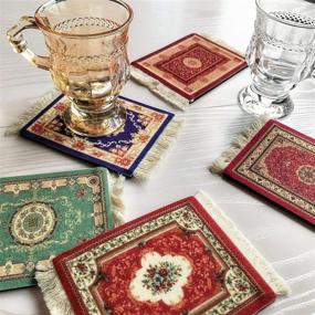 img 2 attached to Exquisite Oriental Design Coasters: Perfect Food Service Equipment & Supplies - Carpet Coasters