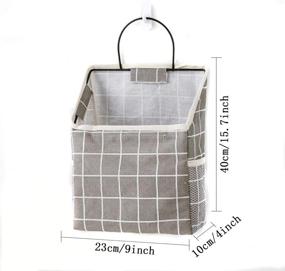 img 3 attached to 🚿 Waterproof Over-The-Door Closet Organizer - Wall Hanging Storage Bag with Hanging Pockets for Bedroom and Bathroom - Linen Cotton, Grey Grid Design