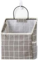 🚿 waterproof over-the-door closet organizer - wall hanging storage bag with hanging pockets for bedroom and bathroom - linen cotton, grey grid design логотип