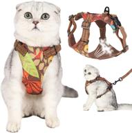 🐱 antboom cat harness and leash set: escape proof, adjustable, and breathable vest for walking your cat – hawaiian style brown design, size s логотип