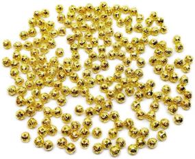 img 2 attached to 💫 200 pcs Gold Plated Filigree Hollow Ball Spacer Metal Beads 4mm for Jewelry Making