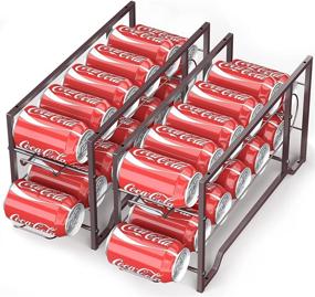 img 4 attached to 🥫 Soda Can Dispenser Rack - Simple Trending 2-Pack, Stackable Organizer for Pantry or Refrigerator, Holds 12 Standard Size 12oz Cans or Canned Food, Bronze