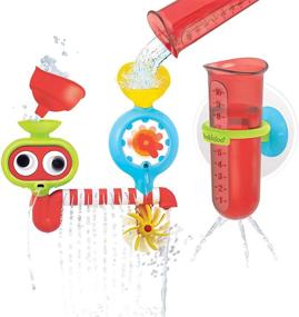 img 4 attached to Yookidoo Baby Bath Toy - Spin 'N' Sprinkle Water Lab - Toddler and Baby Bath Time Sensory Development Toy with Spinning Gear and Googly Eyes - Attaches to Any Size Tub Wall (1-3 Years)