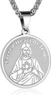 📿 p. blake men's women's necklace - 24 inch stainless steel chain pendant - patron saint christopher/michael/joseph/jesus logo