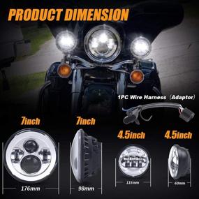 img 1 attached to 🏍️ Набор LED-фар для мотоцикла Lusgwufad 7" с прожекторами 4,5" и противотуманными фарами, подходящий для Harley Davidson Road King, Ultra Classic, Electra Glide, Street Glide, FatBoy (серебристый)