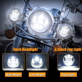 img 3 attached to 🏍️ Набор LED-фар для мотоцикла Lusgwufad 7" с прожекторами 4,5" и противотуманными фарами, подходящий для Harley Davidson Road King, Ultra Classic, Electra Glide, Street Glide, FatBoy (серебристый)