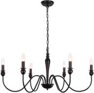 💡 modern industrial 6-light farmhouse chandelier, black iron pendant lighting, rustic candle ceiling fixture for bedroom, living, dining, kitchen island логотип