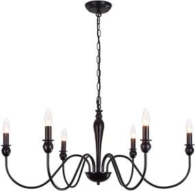 img 2 attached to 💡 Modern Industrial 6-Light Farmhouse Chandelier, Black Iron Pendant Lighting, Rustic Candle Ceiling Fixture for Bedroom, Living, Dining, Kitchen Island