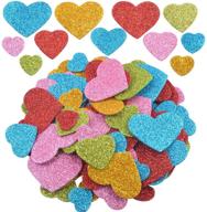 💖 assorted size self-adhesive glitter heart shape eva foam stickers - 200 pieces for kid's arts, crafts, and home decoration logo