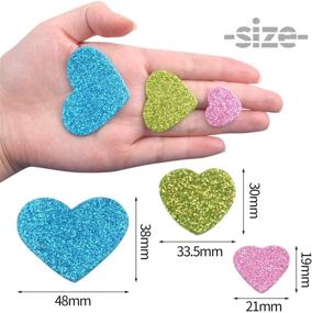 img 3 attached to 💖 Assorted Size Self-Adhesive Glitter Heart Shape EVA Foam Stickers - 200 Pieces for Kid's Arts, Crafts, and Home Decoration