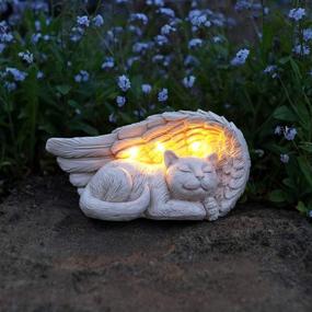 img 4 attached to 🐾 LEWIS&amp;WAYNE Cat Pet Memorial Stones Gifts: Remembrance Sympathy Ornament with Solar Light and Grave Markers - Cat Statue Garden Decor Outdoor.