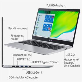 img 1 attached to 💻 Acer Aspire 5 Slim 15.6" FHD IPS Laptop, A515-46-R14K, AMD Ryzen 3 3350U Processor, WiFi 6, Backlit Keyboard, Amazon Alexa, Bundle with Woov HDMI, Windows 10 Home (S Mode) (8GB RAM, 256GB SSD)