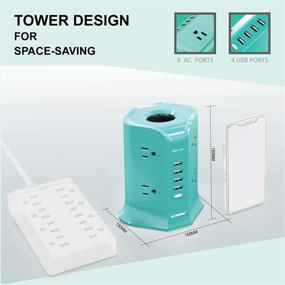 img 3 attached to 💙 SAFEMORE Power Strip Tower: 8 Outlets + 4 USB - Surge Protector - Tahiti Blue