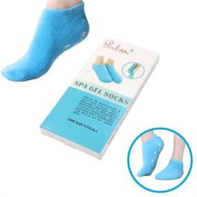 img 3 attached to 👣 Pinkiou Spa Moisturizing Gel Socks for Dry Feet Ankles Cracked Heel Repair with Essential Oils & Vitamins - Skin Care Treatment to Soften Feet Booties Pedicure (Blue, Unisex)