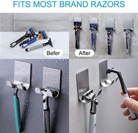 img 2 attached to 🪒 SLSESIN Premium 304 Stainless Steel Waterproof Razor Holder - 5PCS Heavy Duty Self Adhesive Shaver Hooks for Shower, Kitchen, and Bathroom