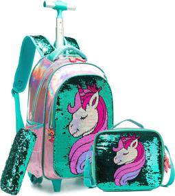 img 4 attached to Rolling Backpack Рюкзаки Unicorn Reversible