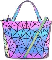 👜 geometric luminous handbags: hotone holographic women's totes with wallets logo