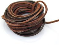 🍫 lollibeads (tm) 3mm genuine dark brown espresso flat leather strip cord string for braiding - 5 yards логотип