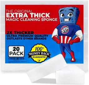 img 1 attached to STK 20 Pack Extra Thick Magic Cleaning Pads - Ultimate All-Surface Eraser Sponge - Effortlessly Eliminate Dirt with Water - Kitchen, Bathroom, Furniture, Leather, Car, Steel - Melamine Power!