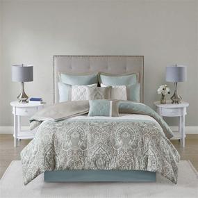 img 2 attached to 🛏️ 510 Design Cozy Comforter Set - Transitional Damask Design, All Season Down Alternative Bedding with Matching Shams, Decorative Pillow - Shawnee-Seafoam Queen Size (90"x90") 8 Piece Set: Stylish and Comfortable Bedding for Every Season