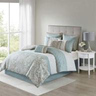 🛏️ 510 design cozy comforter set - transitional damask design, all season down alternative bedding with matching shams, decorative pillow - shawnee-seafoam queen size (90"x90") 8 piece set: stylish and comfortable bedding for every season logo