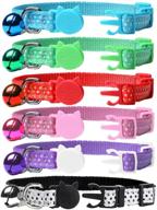 🐱 6-piece set of colorful nylon breakaway cat collars with bells - expawlorer wave point adjustable safety pet collars logo