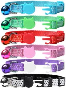 img 4 attached to 🐱 6-Piece Set of Colorful Nylon Breakaway Cat Collars with Bells - EXPAWLORER Wave Point Adjustable Safety Pet Collars