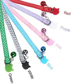 img 2 attached to 🐱 6-Piece Set of Colorful Nylon Breakaway Cat Collars with Bells - EXPAWLORER Wave Point Adjustable Safety Pet Collars