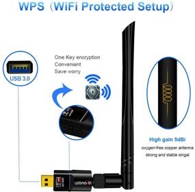 img 1 attached to USBNOVEL USB адаптер WiFi 1200Мбит/с - высокоскоростной беспроводной сетевой донгл для ПК/ноутбука/Мака - двухдиапазонный 2.4ГГц/5ГГц 802.11ac - 5dBi антенна - совместимость с Windows/Mac.