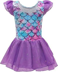 img 3 attached to 🩰 LZH Ballet Dance Dress for Girls, Ruffle Sleeve Leotard with Tutu Skirted, Ages 3-9 Years