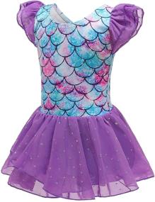 img 2 attached to 🩰 LZH Ballet Dance Dress for Girls, Ruffle Sleeve Leotard with Tutu Skirted, Ages 3-9 Years