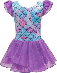 img 4 attached to 🩰 LZH Ballet Dance Dress for Girls, Ruffle Sleeve Leotard with Tutu Skirted, Ages 3-9 Years