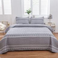 🛏️ luckybull bohemian reversible bedspread quilt set, cal king size - grey, lightweight, all season - includes bedspread and pillowcases logo